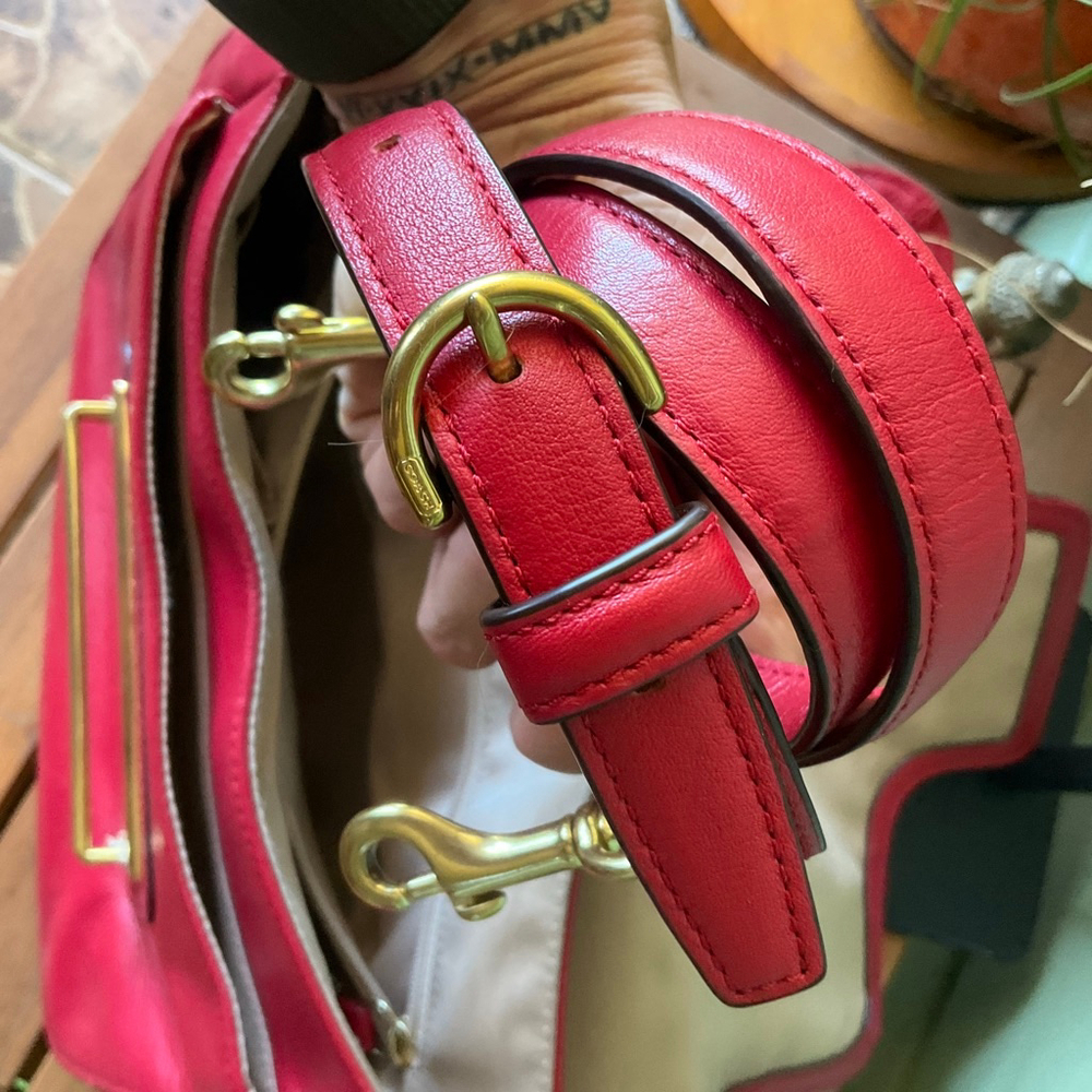 Coach TAYLOR Red Leather Shoulder Bag EUC Vintage - Picture 7 of 10